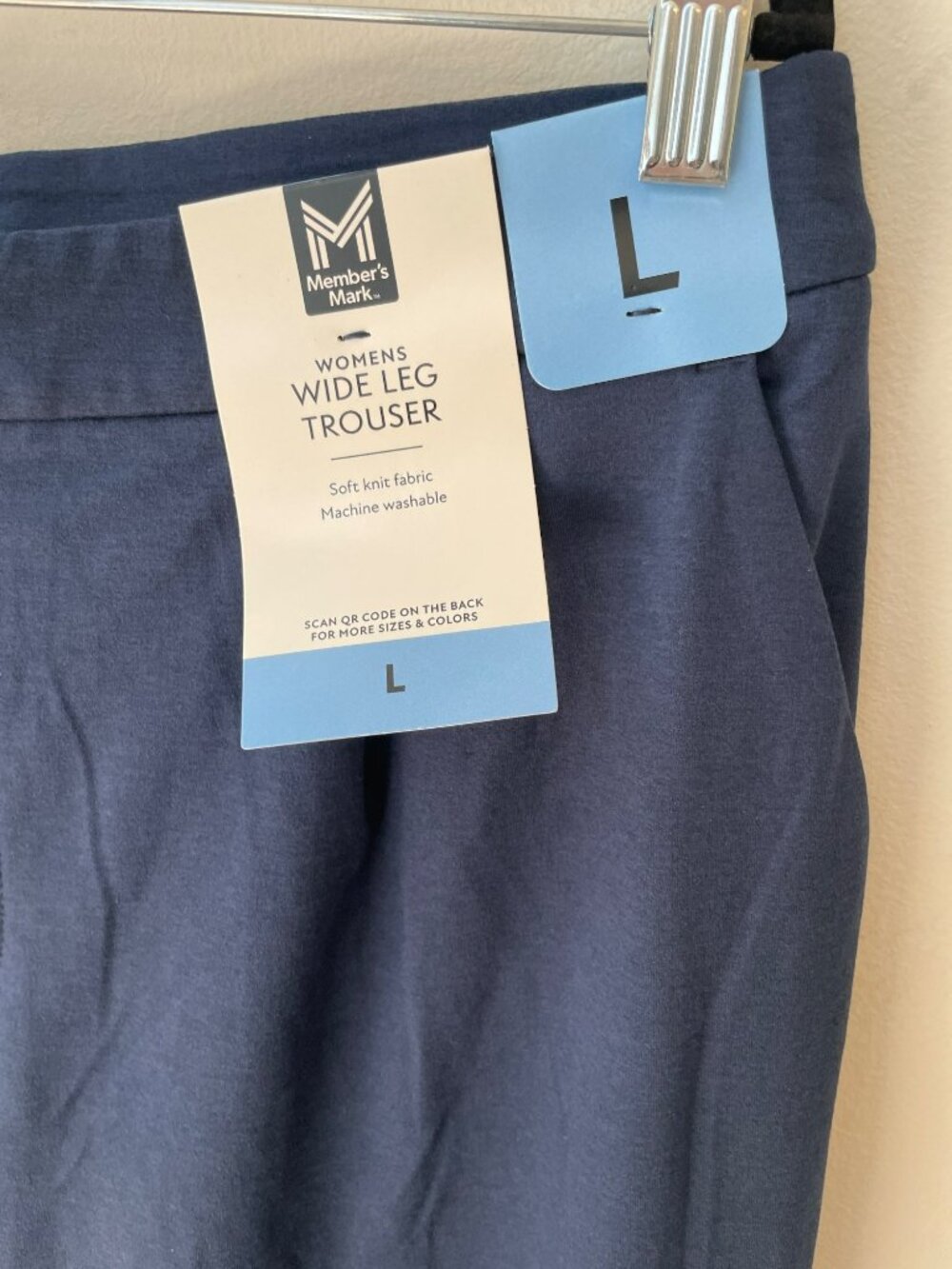 Member's Mark Wide Leg Trousers Blue Soft Knit Zipper Women's Size L NWT - Picture 6 of 7